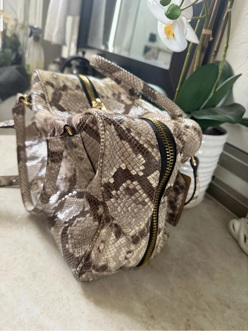A. Bellucci Reptile leather Boston bag Gorgeous!